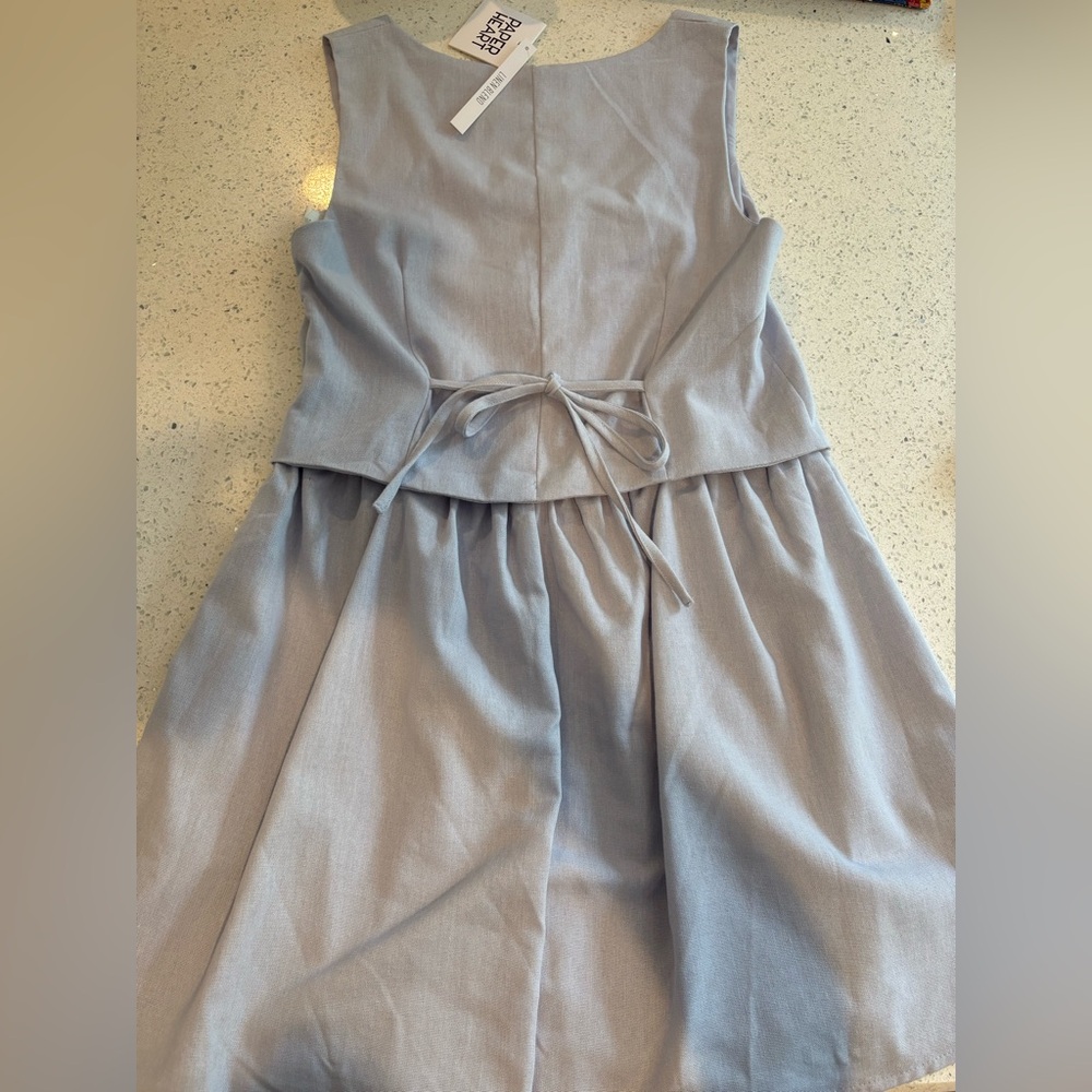 NWT Anthropologie Dusty Blue Mini Dress S - Picture 6 of 9